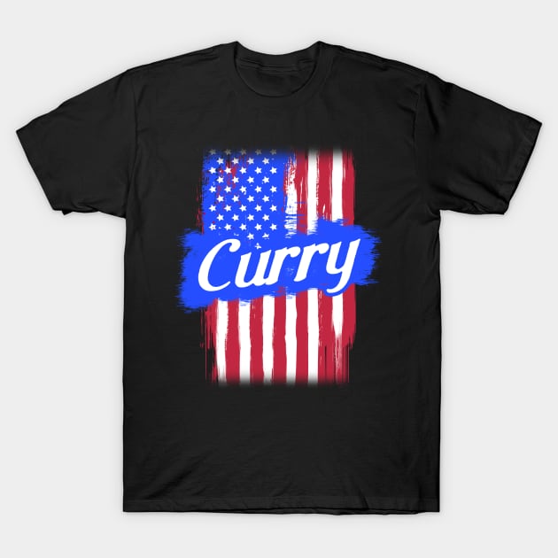 American Flag Curry Family Gift T-shirt For Men Women, Surname Last Name T-Shirt by darius2019